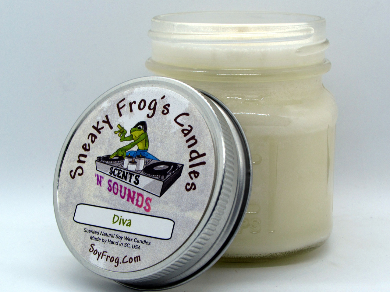 Diva - Scented Natural Soy Wax Candle - 8 Oz Mason Jar
