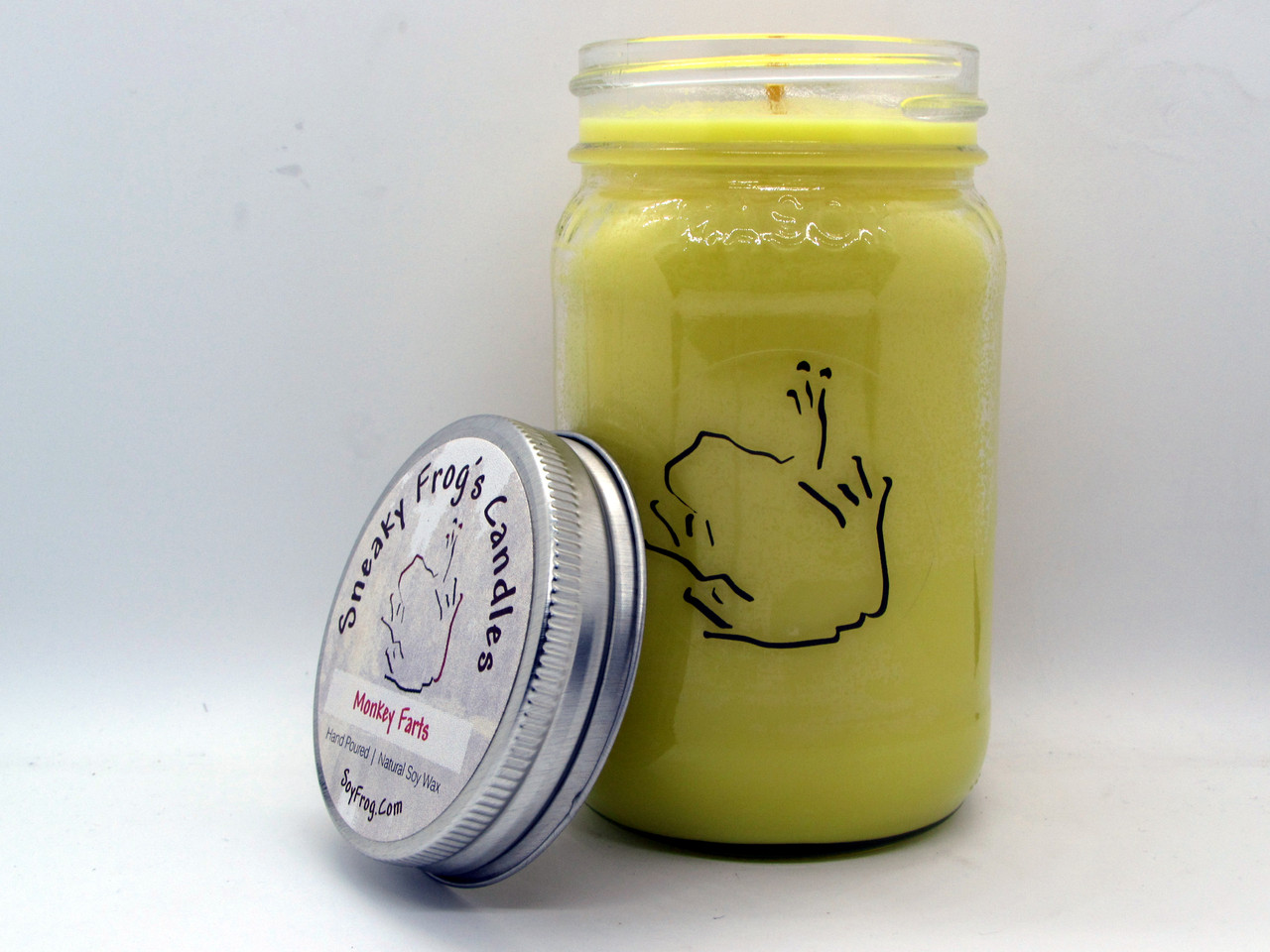 Monkey Farts - Scented Natural Soy Wax Candle - 16 Oz Mason Jar