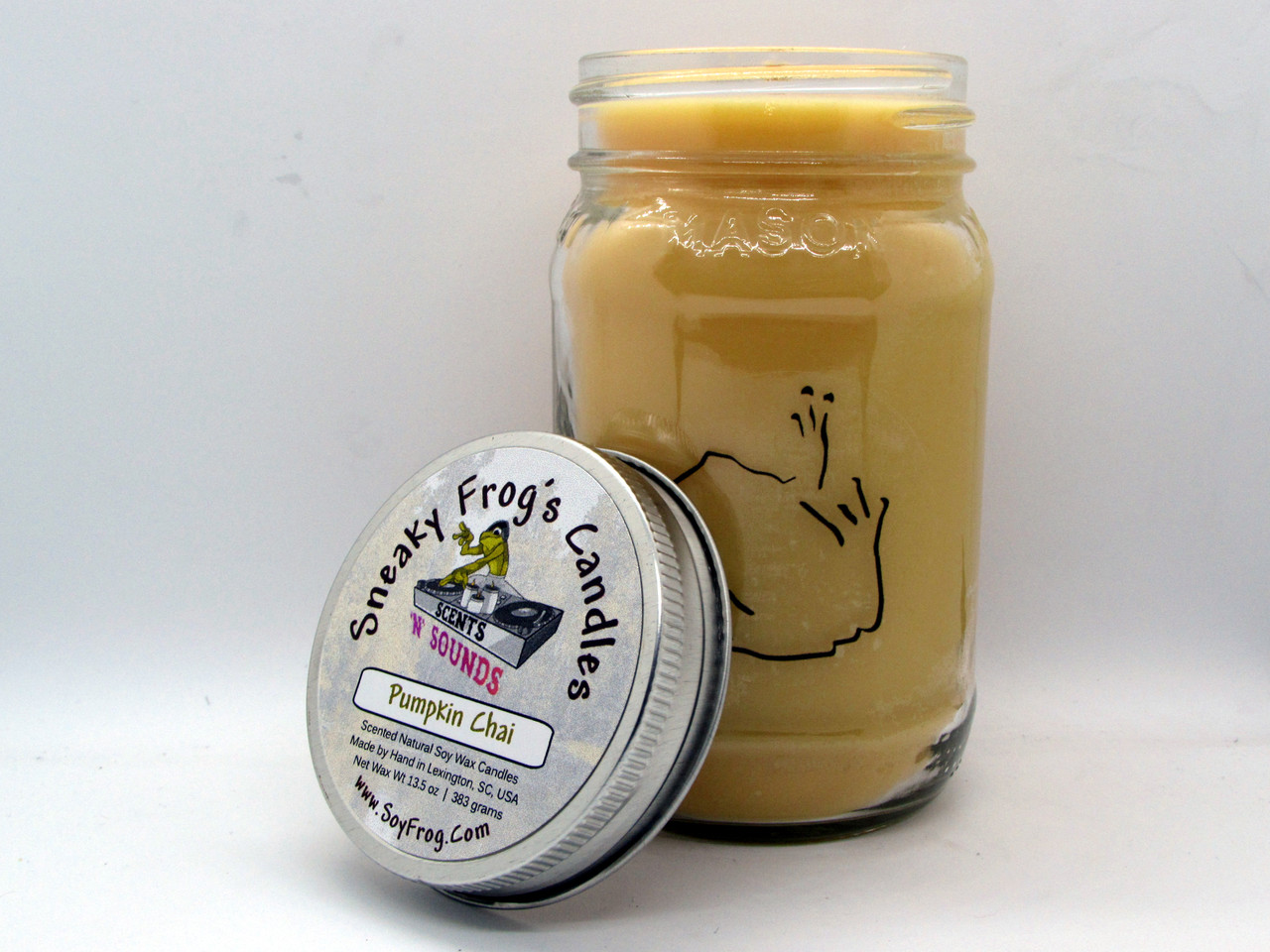 Pumpkin Chai - Scented Natural Soy Wax Candle - 16 Oz Mason Jar
