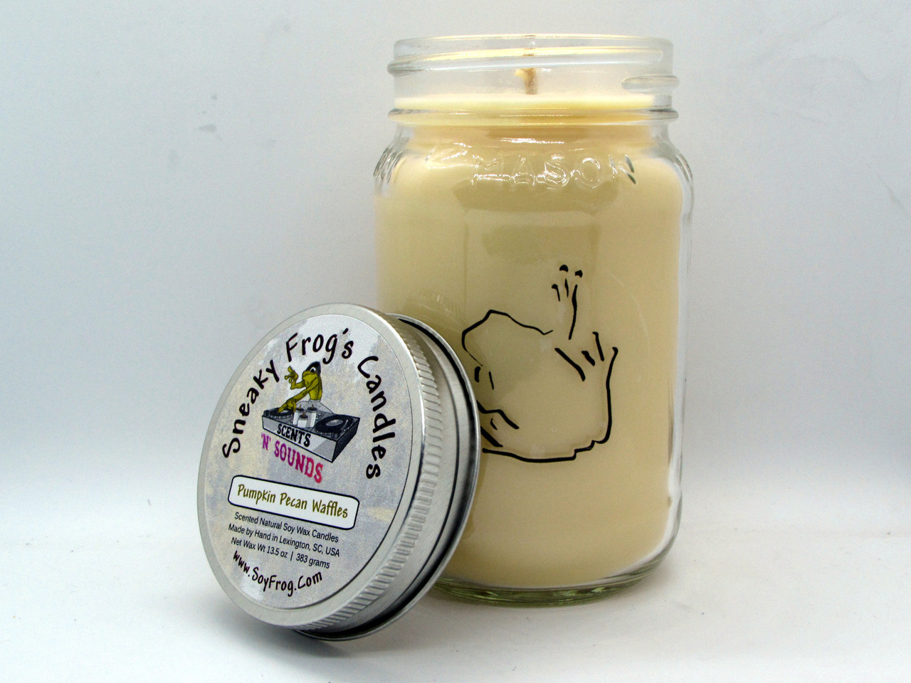 Pumpkin Pecan Waffles - Scented Natural Soy Wax Candle - 16 Oz Mason Jar