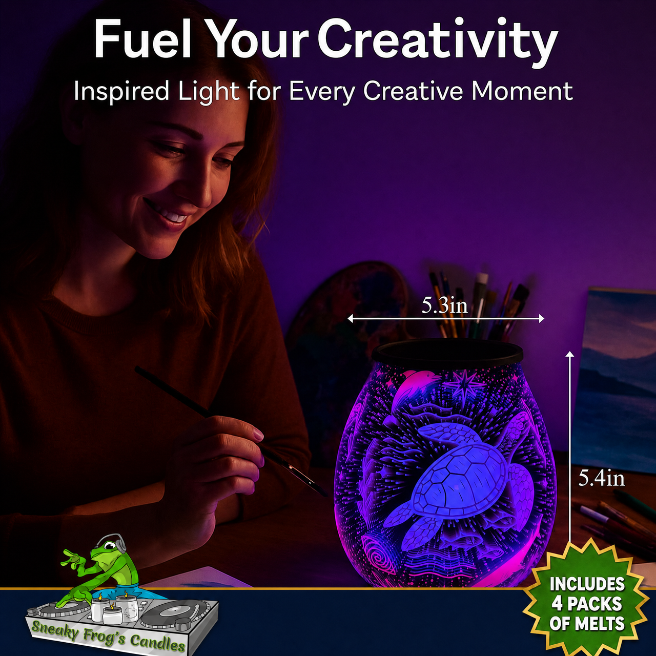 7-Color Ocean Themed Wax Melt Warmer with Timer & 4 Scented Wax Packs -- Fast, Free Priority Shipping