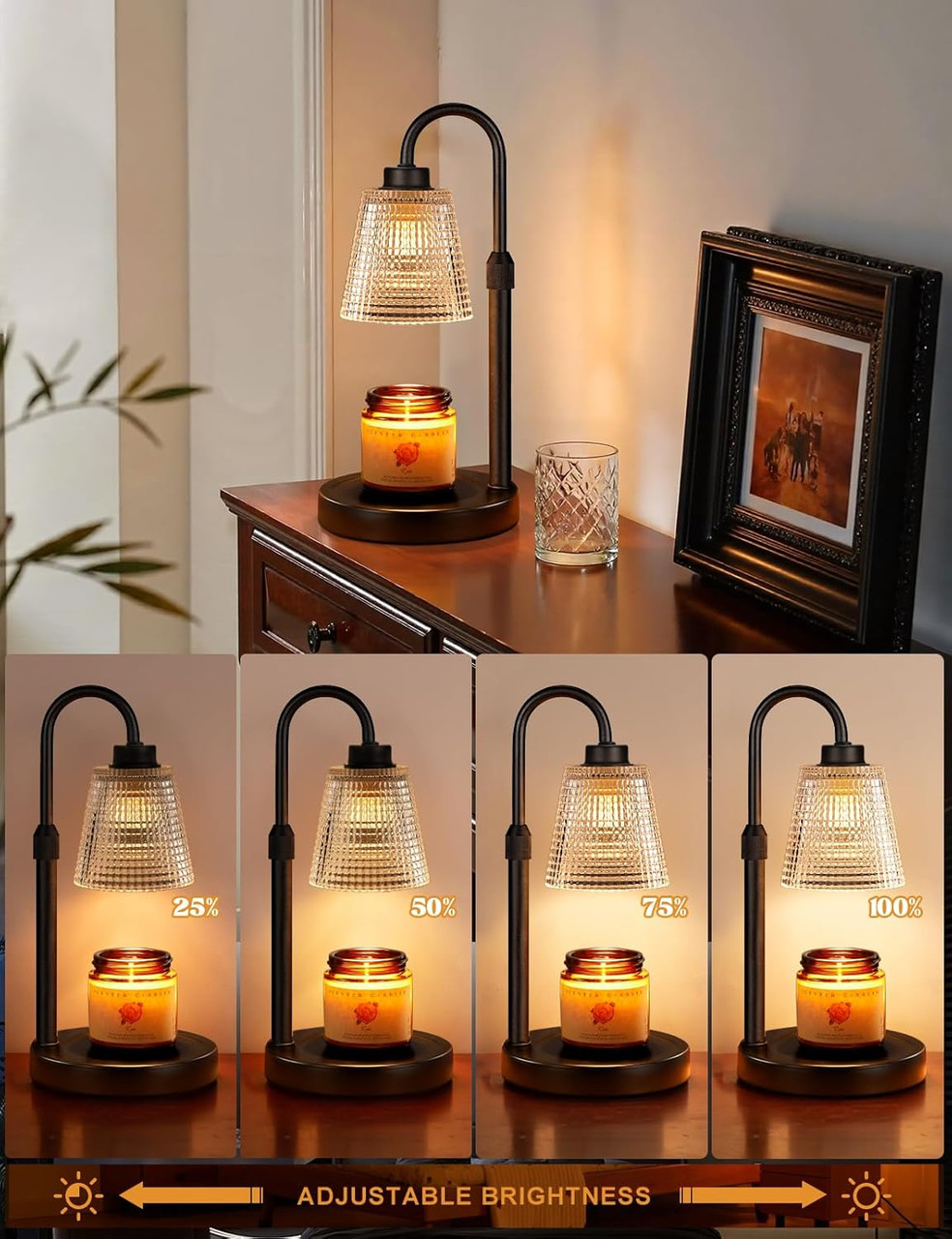Glass Candle Warmer Lamp & 2 Natural Soy Candles
