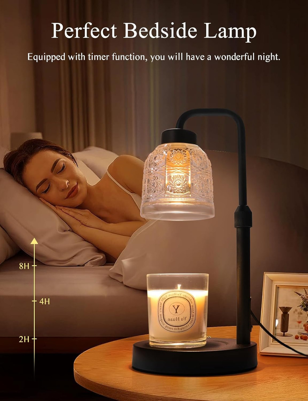 Candle Warmer Dimmable Lamp with Timer for Jar Candles, Height Adjustable