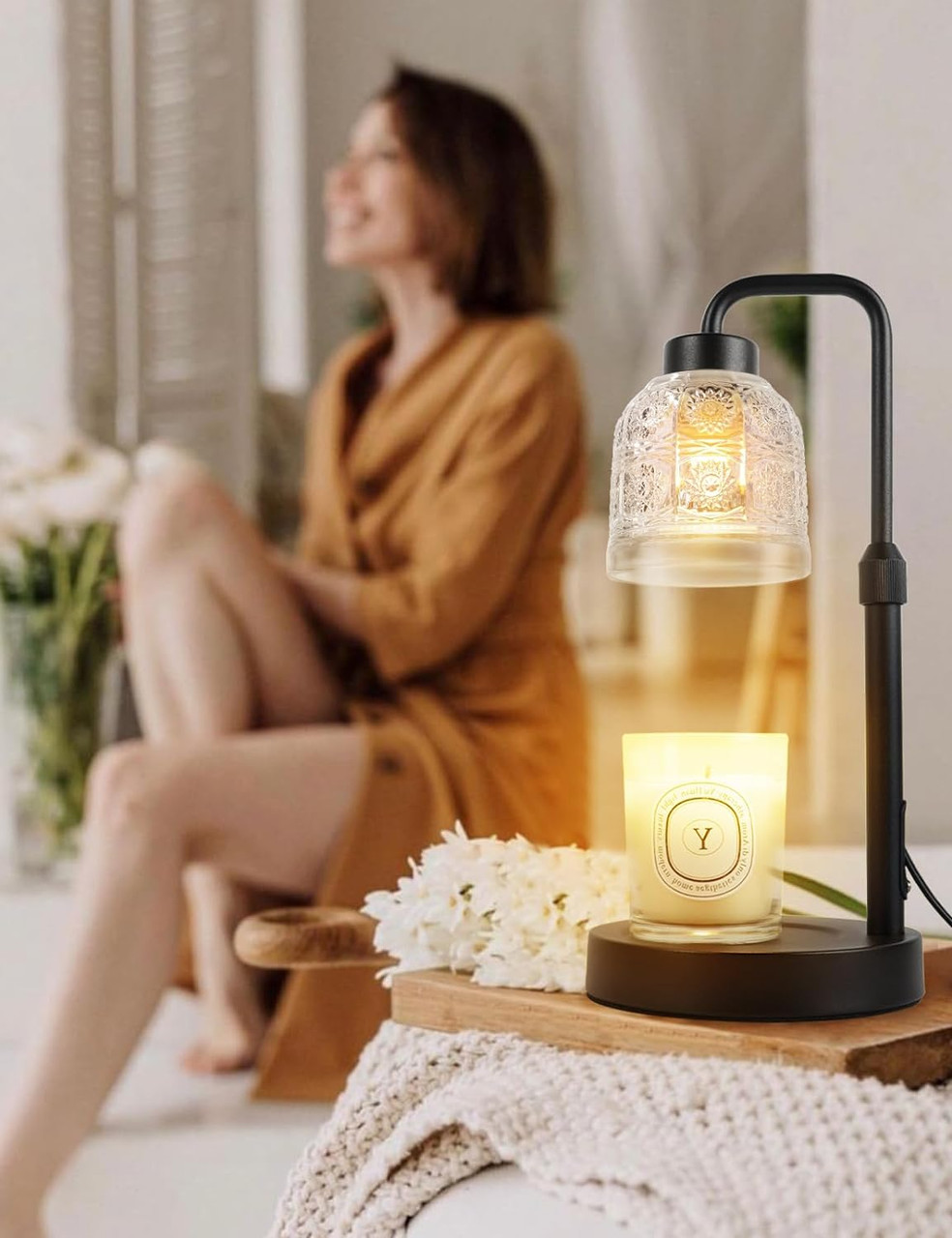 Candle Warmer Dimmable Lamp with Timer for Jar Candles, Height Adjustable