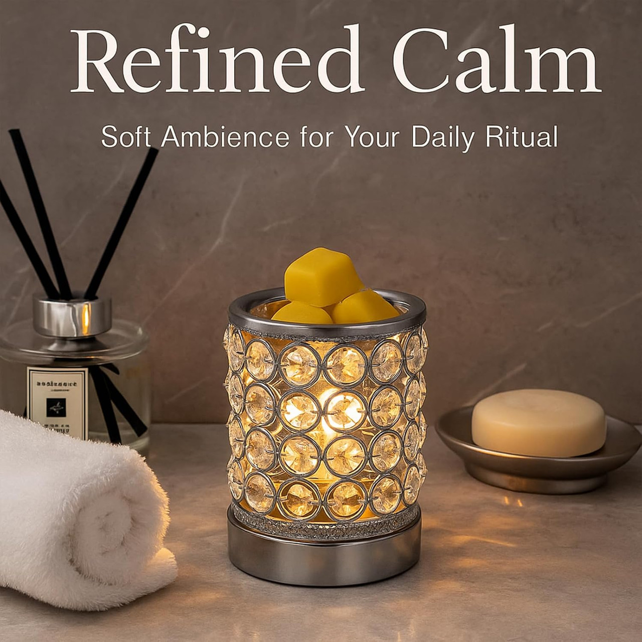 Crystal Glow Wax Melt Warmer & 4 Scented Wax Melt Packs