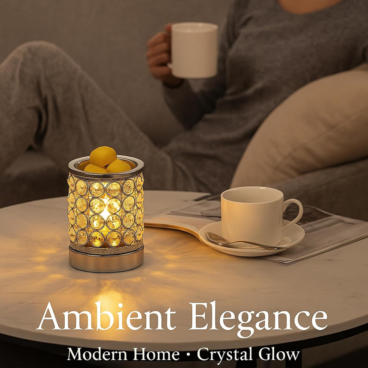 Crystal Glow Wax Melt Warmer & 4 Scented Wax Melt Packs