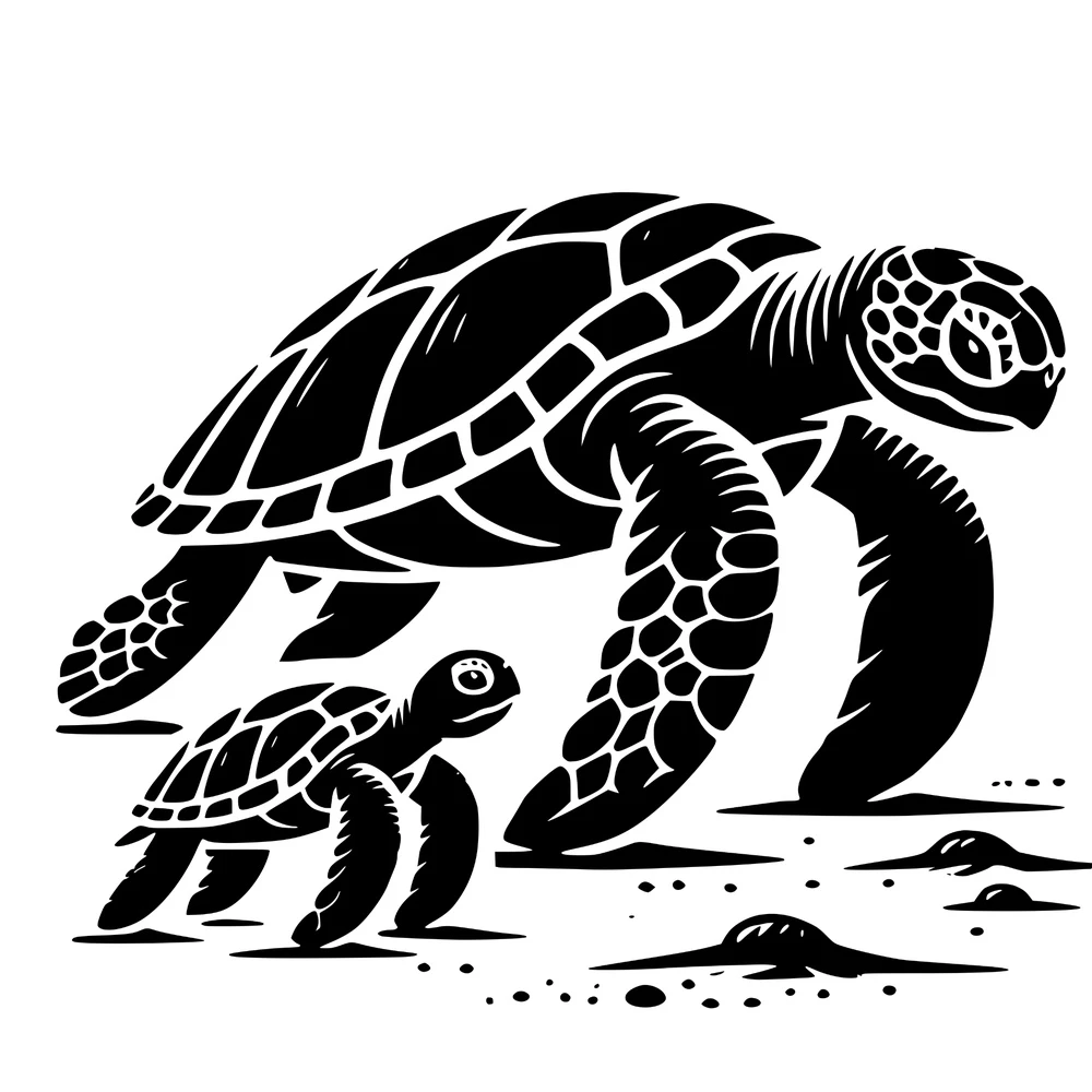 Sea Turtle - Family Walk on Beach