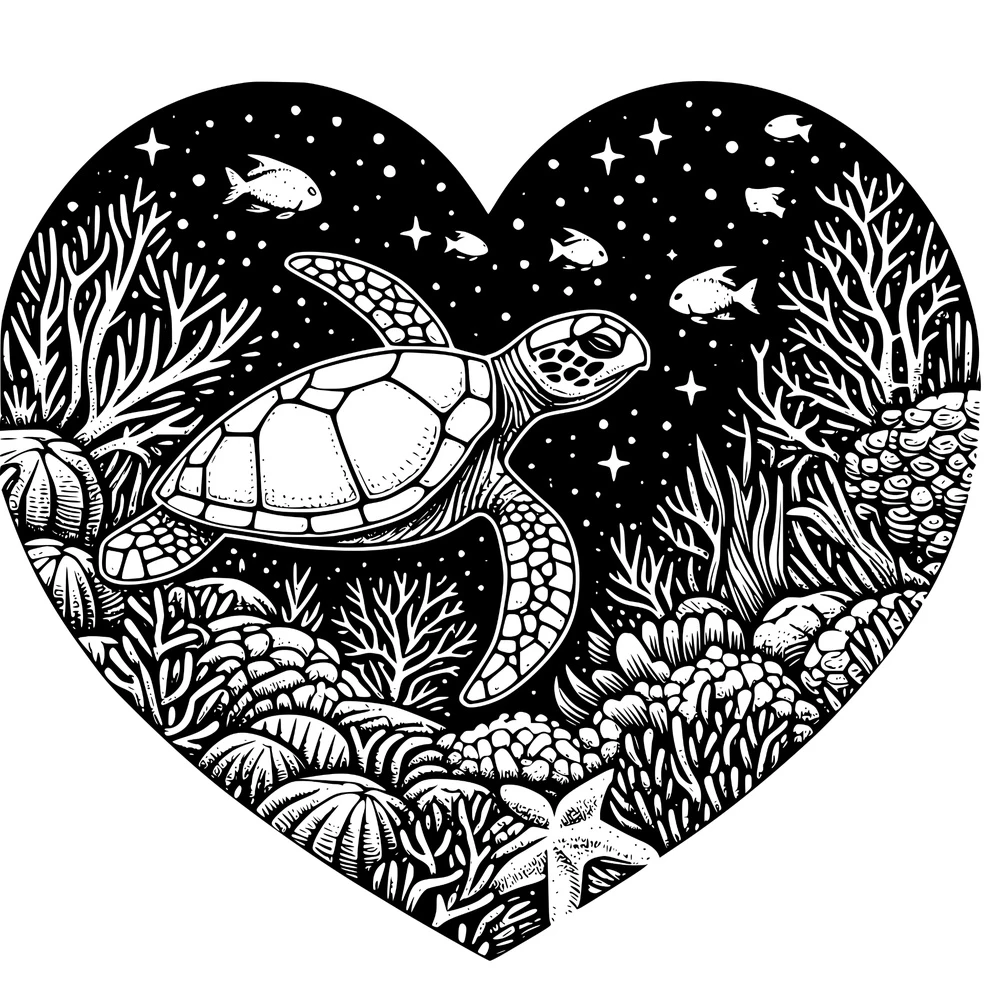 Sea Turtle - Swimming Heart