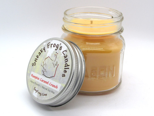 Pumpkin Caramel Crunch - Scented Natural Soy Wax Candle - 8 Oz Mason Jar
