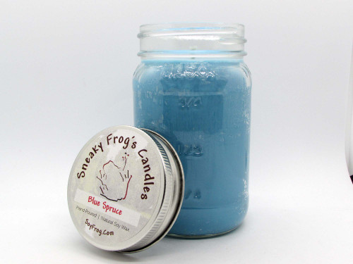 Blue Spruce Scented Natural Soy Wax Candle - 16 Ounce Mason Jar