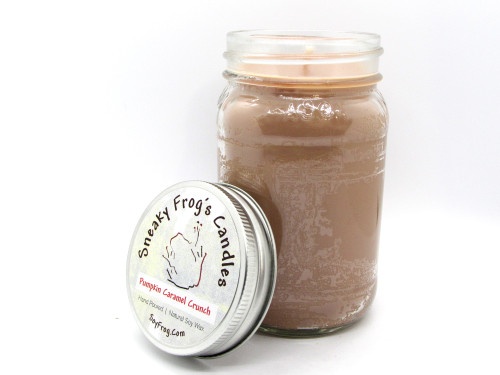 Pumpkin Caramel Crunch - Scented Natural Soy Wax Candle - 16 Oz Mason Jar