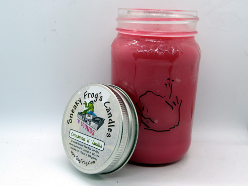 Cinnamon 'n' Vanilla Scented Natural Soy Wax Candles -- 16 Ounce Mason Jar