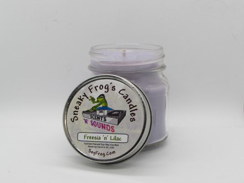 Freesia 'n' Lilac - Scented Natural Soy Wax Candle - 8 Oz Mason Jar