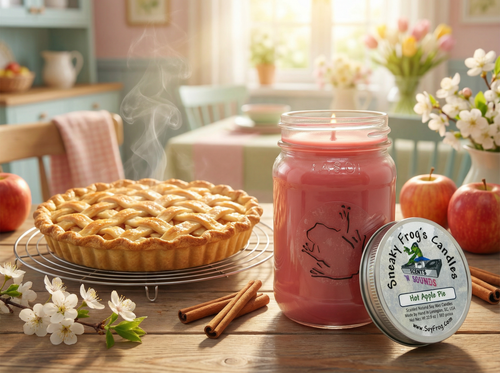 Hot Apple Pie - Scented Natural Soy Wax Candle - 16 Oz Mason Jar