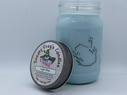 Light Blue - Scented Natural Soy Wax Candle - 16 Oz Mason Jar