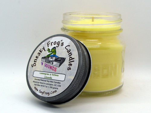 Lemongrass & Verbena Citronella - Scented Natural Soy Wax Candle - 8 Oz Mason Jar Lemongrass & Verbena Citronella - Scented Natural Soy Wax Candle - 8 Oz Mason Jar
