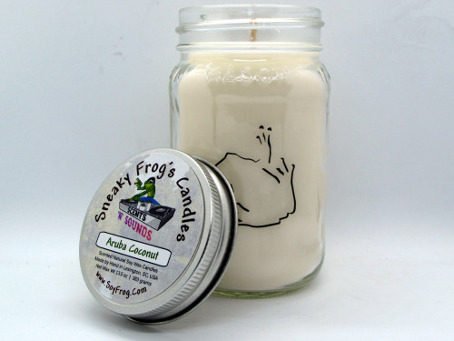 Aruba Coconut - Scented Natural Soy Wax Candle - 16 Oz Mason Jar
