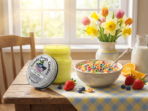 Fruit Loops (Yellow) - Scented Natural Soy Wax Candle - 8 Oz Mason Jar