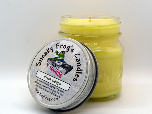 Fruit Loops (Yellow) - Scented Natural Soy Wax Candle - 8 Oz Mason Jar