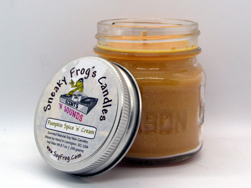 Pumpkin Spice 'n' Cream - Scented Natural Soy Wax Candle - 8 Oz Mason Jar