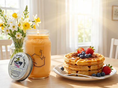 Pumpkin Pecan Waffles - Scented Natural Soy Wax Candle - 16 Oz Mason Jar