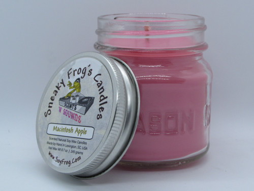 Macintosh Apple - Scented Natural Soy Wax Candle - 8 Oz Mason Jar