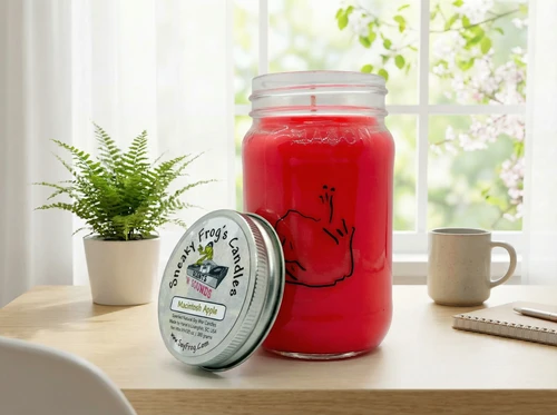 Macintosh Apple - Scented Natural Soy Wax Candle - 16 Oz Mason Jar