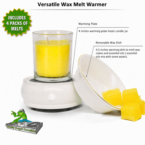 Round Ceramic Tray Wax Melt Warmer & 4 Scented Melt Wax Packs