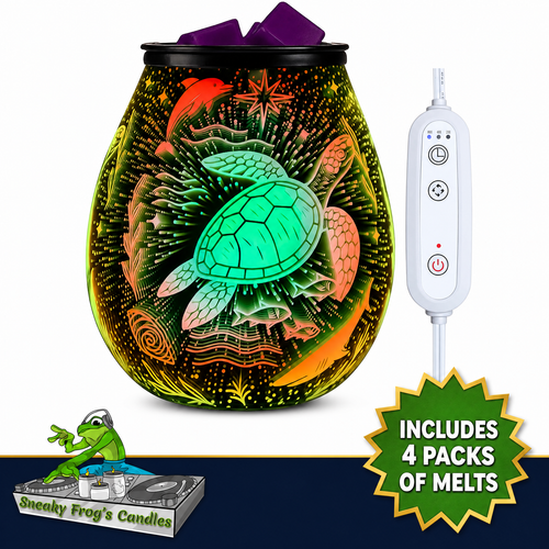 7-Color Ocean Themed Wax Melt Warmer with Timer & 4 Scented Wax Packs