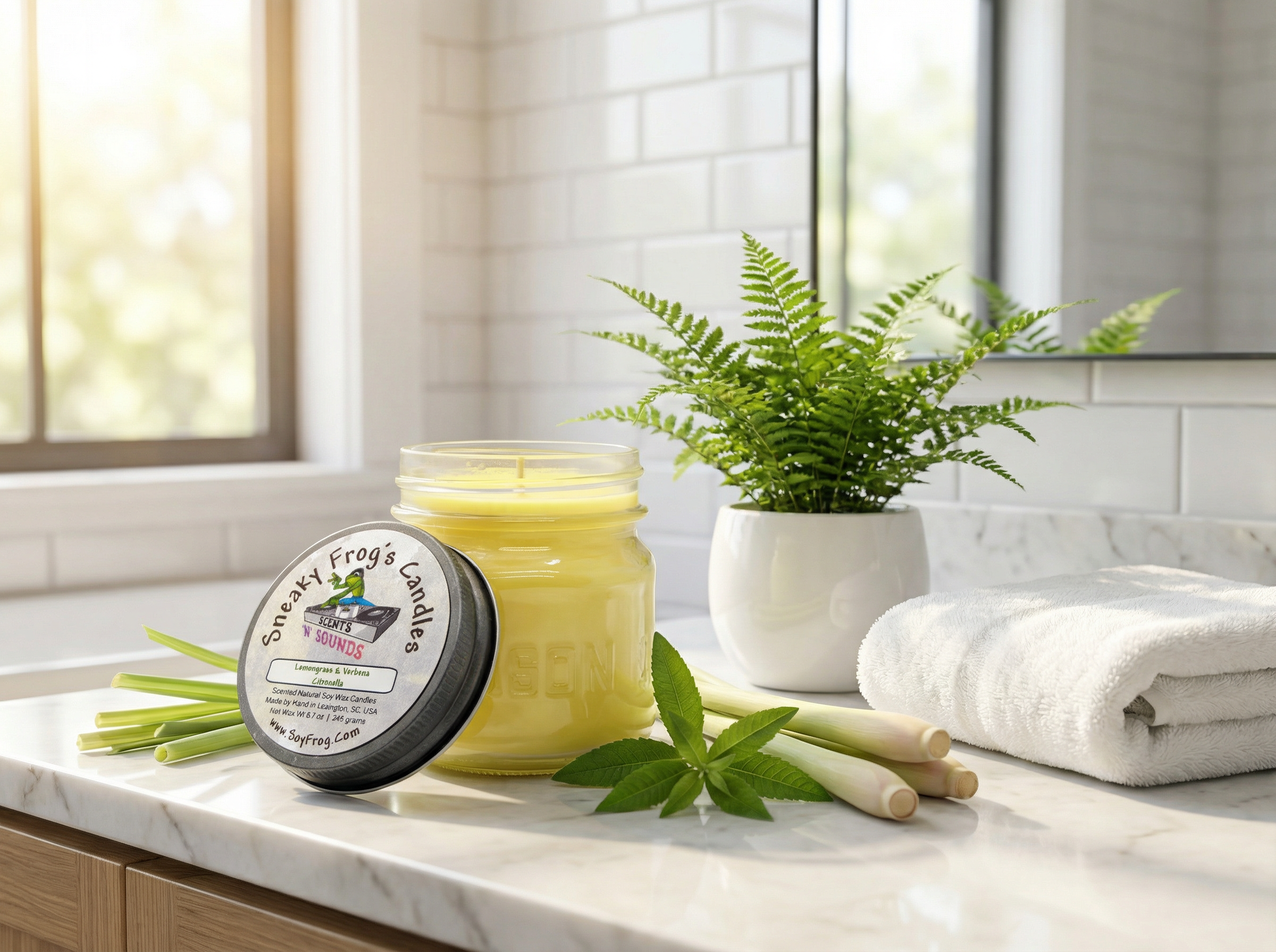 Lemongrass & Verbena Citronella - Scented Natural Soy Wax Candle