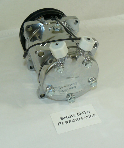 Chrome Sanden 508 Style Black Clutch V-Belt A/C Compressor R-134A Chrome Sanden 508 Style Black Clutch V-Belt A/C Compressor R-134A