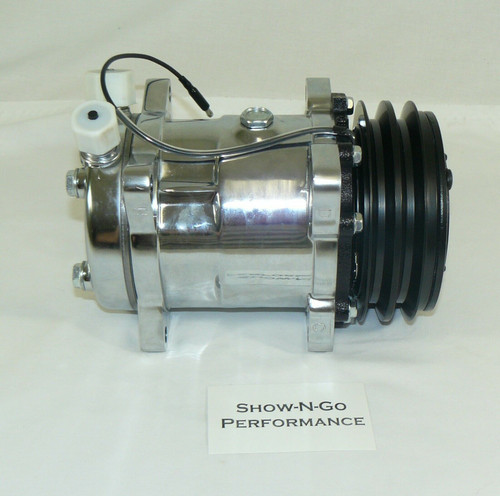 Chrome Sanden 508 Style Black Clutch V-Belt A/C Compressor R-134A Chrome Sanden 508 Style Black Clutch V-Belt A/C Compressor R-134A