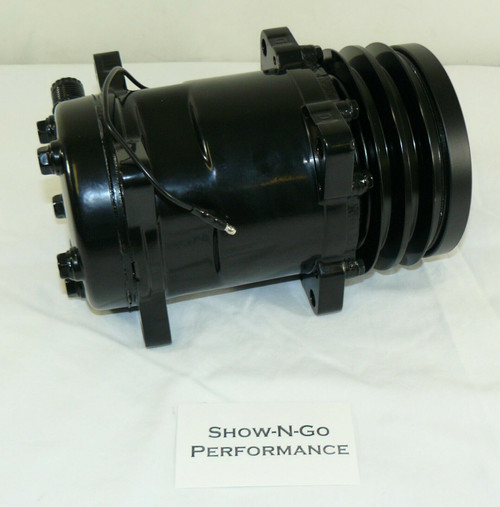 SANDEN 508 STYLE BLACK CLUTCH V/BELT ALL BLACK A/C COMPRESSOR WITH BLACK NOSE CONE COVER SANDEN 508 STYLE BLACK CLUTCH V/BELT ALL BLACK A/C COMPRESSOR WITH BLACK NOSE CONE COVER