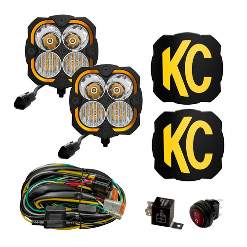 KcHilites FLEX ERA 4 - 2-Light System Pillar Mount 80W Combo Beam- for Jeep JK