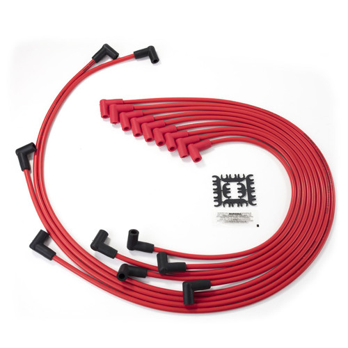 8.5MM SMALL BLOCK CHEVY SPARK PLUG WIRE SET WITH 90° PLUG BOOTS, RED