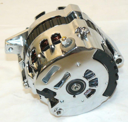GM CS130 STYLE 110 AMP CHROME ALTERNATOR WITH V-BELT PULLEY