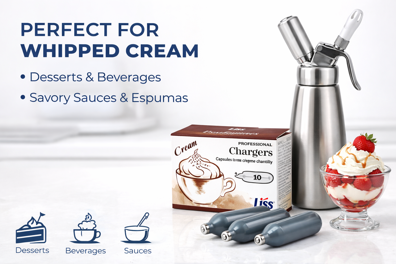 10 Liss Cream Chargers |8 Gram| 2.5" N2O Nitrous Oxide Gas Bulk Pricing Available