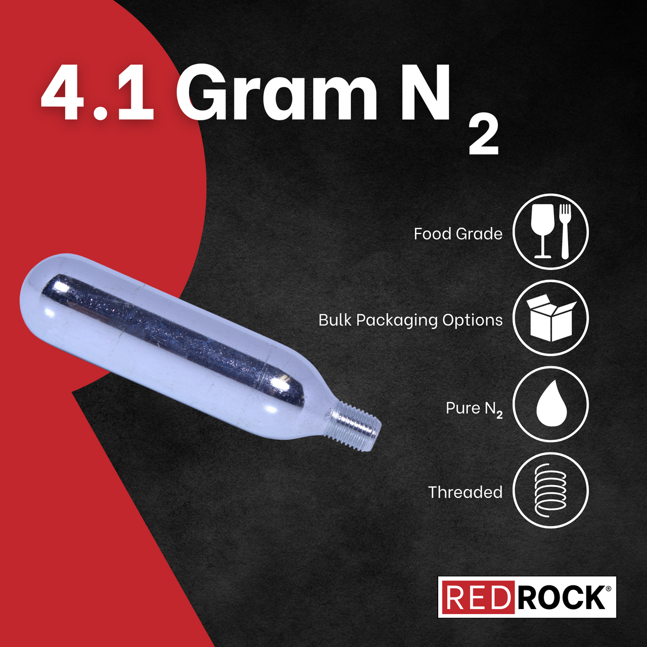 10 Redrock 4.1 gram Nitrogen N2 Cartridges Threaded Bulk Pricing Available
