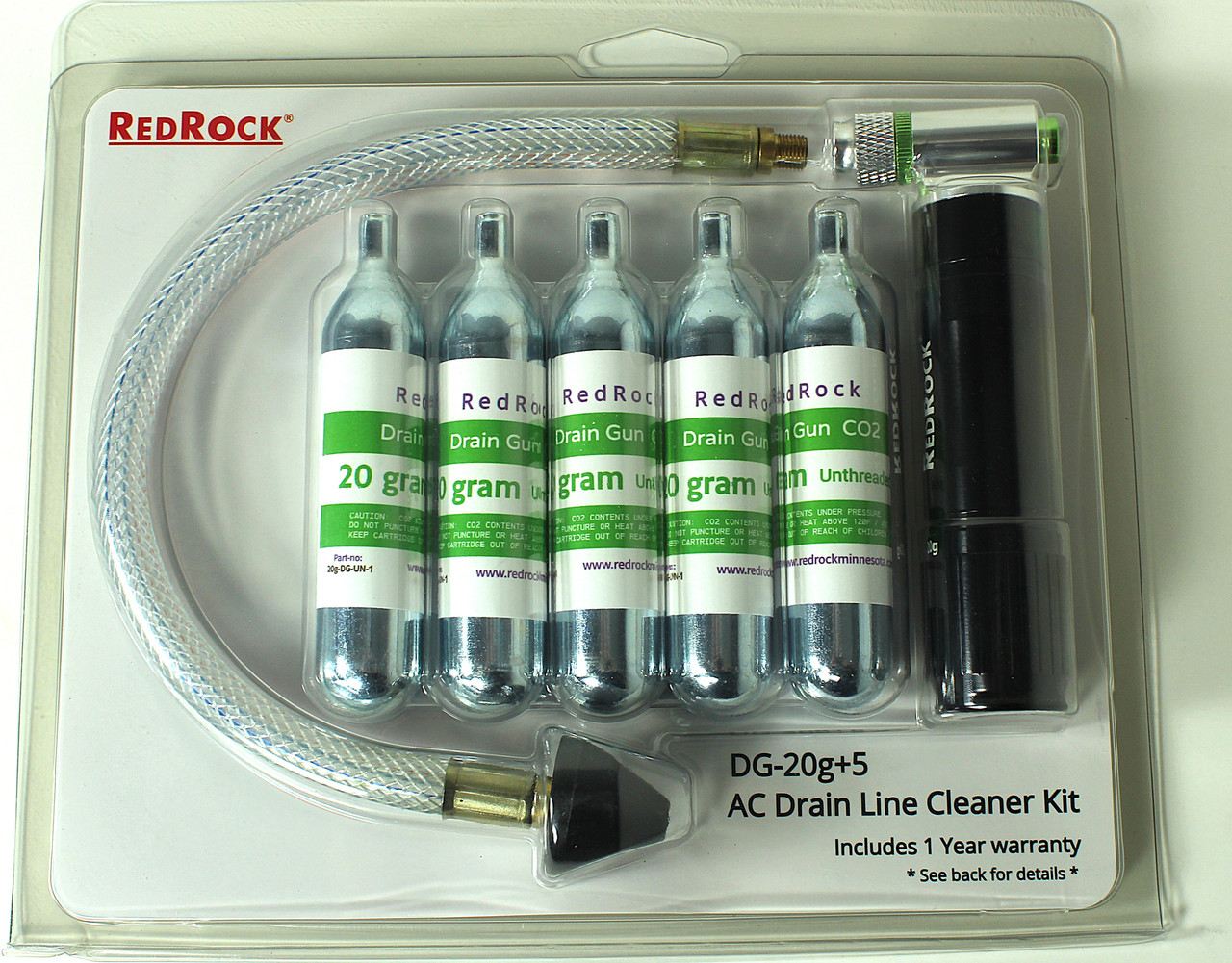 RedRock 20g Condensate Drain Line Cleaning Gun with 5x 20g CO₂ Cartridges – HVAC Clog Remover