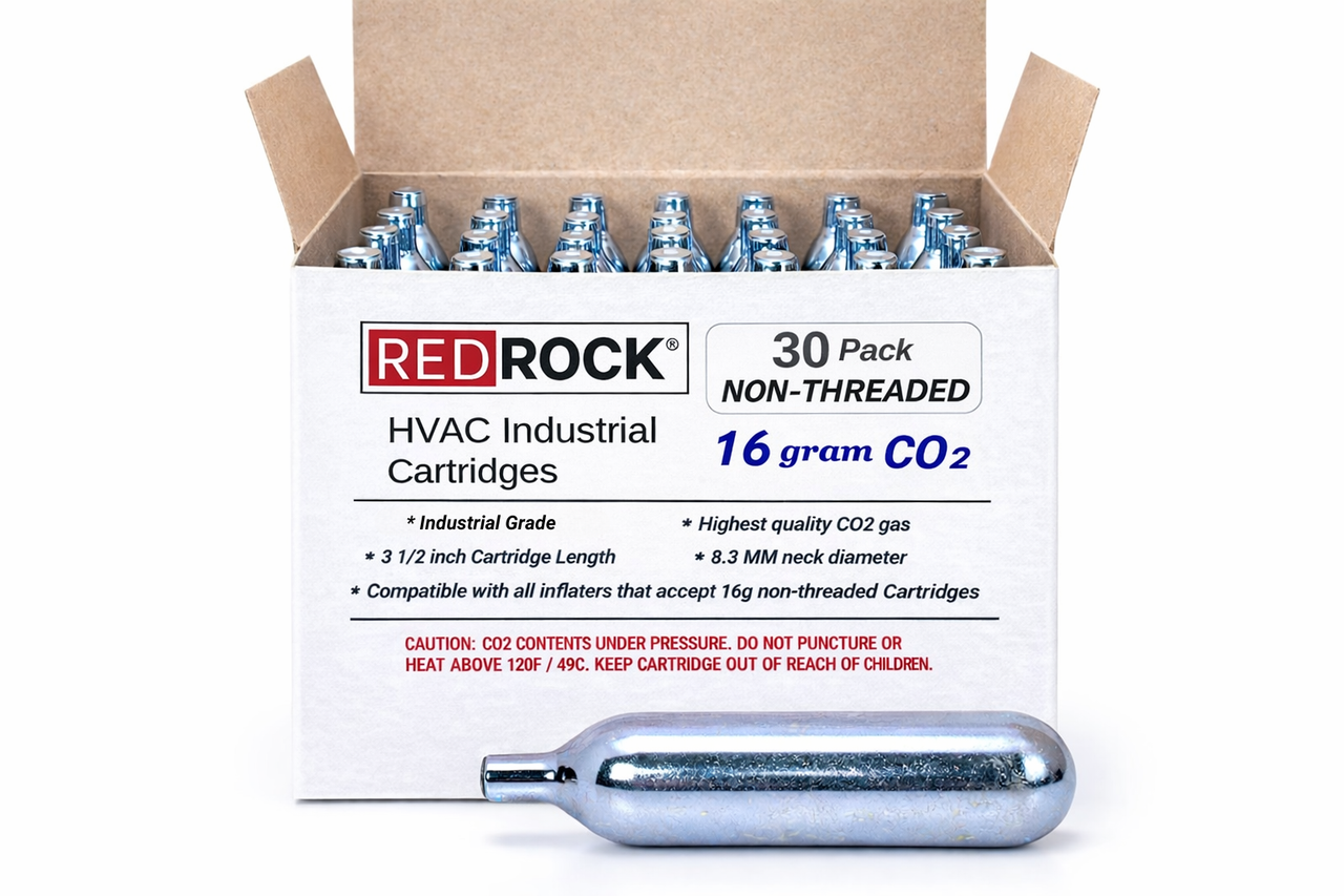 30 pack | HVAC 16 gram Unthreaded CO2 Cartridges 8.3mm Neck Diameter Industrial CO2