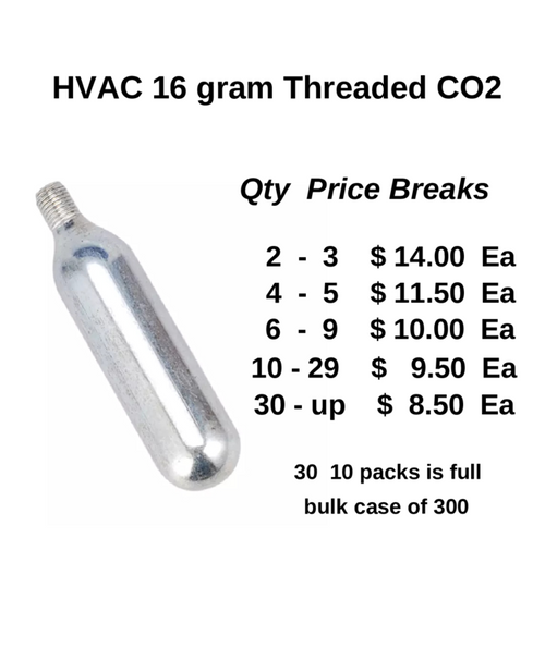 Qty 10 16 gram CO2 Cartridges Threaded Industrial Gas Bulk Pricing Available