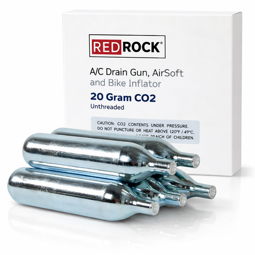 RedRock 20 Gram Unthreaded CO₂ Cartridges, Industrial Grade – For HVAC Drain Gun Maintenance, Bike Tire Inflators, and Multi-Purpose Use (Pack of 10)