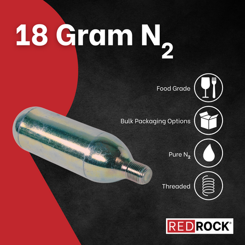 2-Pack of 18g Food-Grade Threaded Nitrogen Cartridges – Ideal for Beverage Dispensing & Preservation 2-Pack of 18g Food-Grade Threaded Nitrogen Cartridges – Ideal for Beverage Dispensing & Preservation