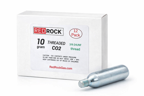 RedRock 10 Gram Threaded CO2 Cartridges (3/8" Thread, 12-Pack) – Industrial Grade CO₂ for Bike Tire Inflators, Capatible to clean Mosquito Magnet Traps, Airsoft & BB Guns, and Tools