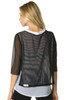 Double Layer Open Side Mesh 3/4 Sleeve Top