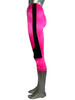 High Waist 3/4 Leggings -  Final Sale - Shiny Supplex - Hot Pink w/Black Stripe- Small- 20" inseam