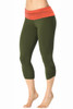 Rolldown Side Gather 3/4 Leggings - Final Sale - Supplex Tangerine Accent on Supplex Army - XS