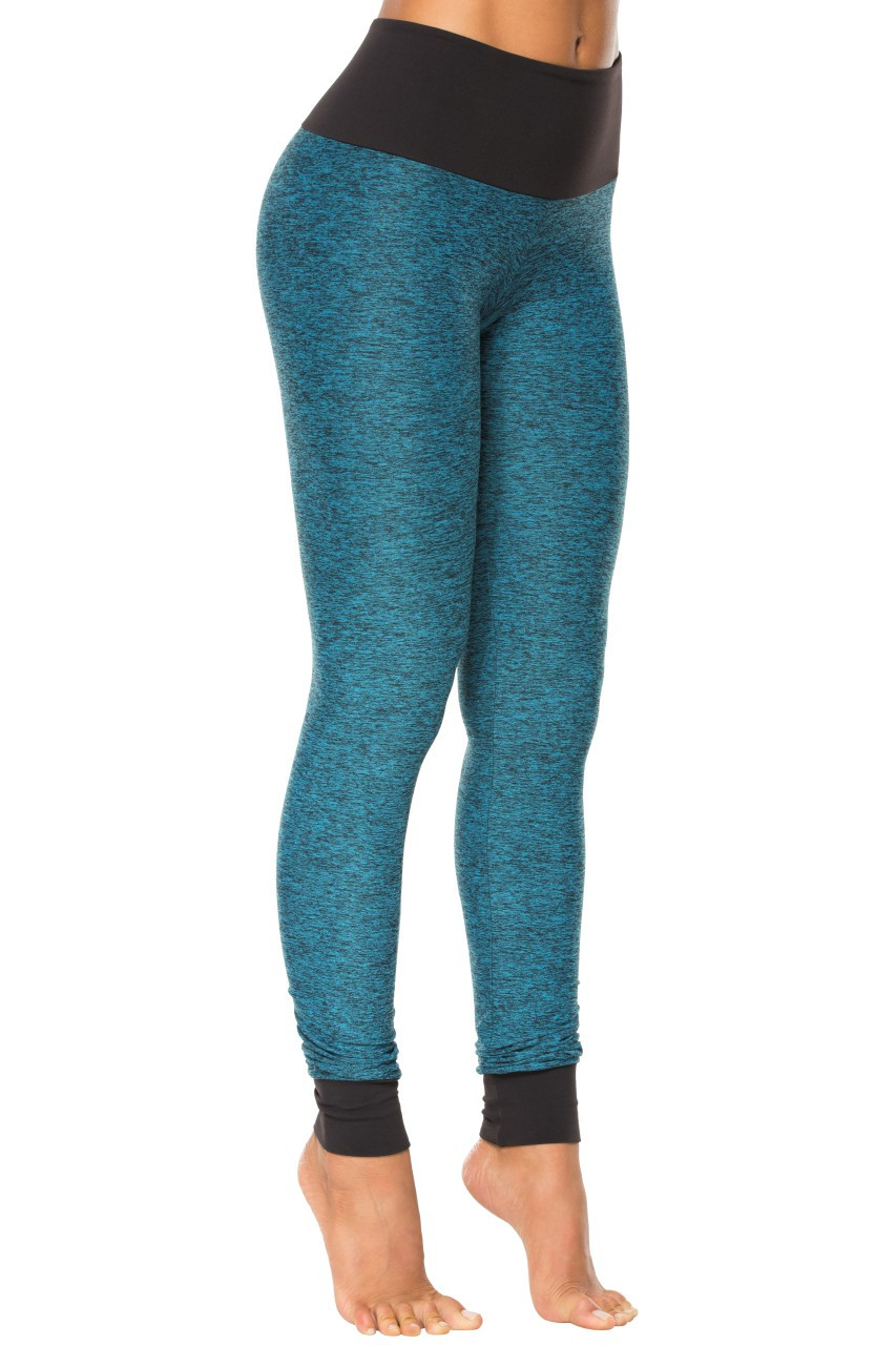 High Waist Cuff Leggings - Supplex Accent on Butter - Rogiani Inc