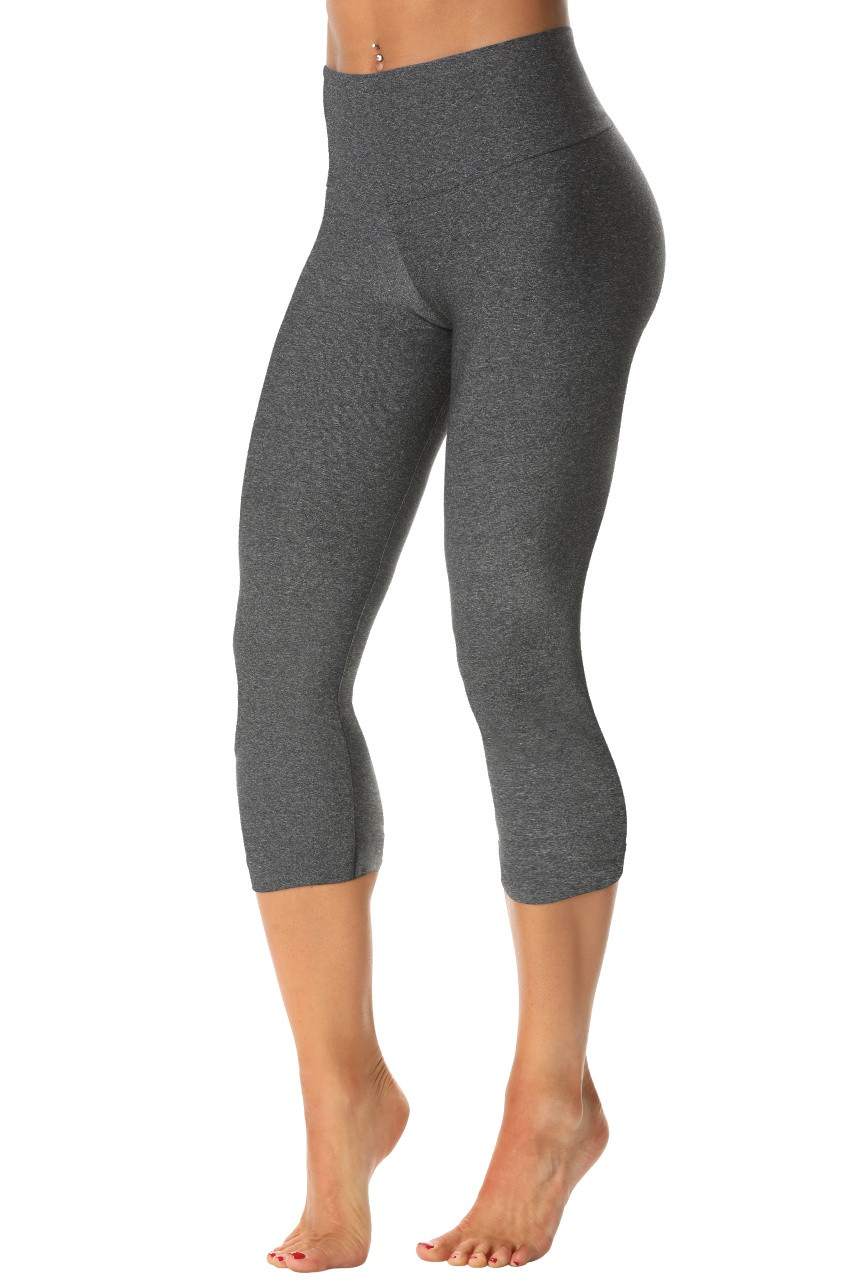 Side Stripe High Rise Mini Band Leggings - Athletic Mesh Accent on Supplex  - Rogiani Inc