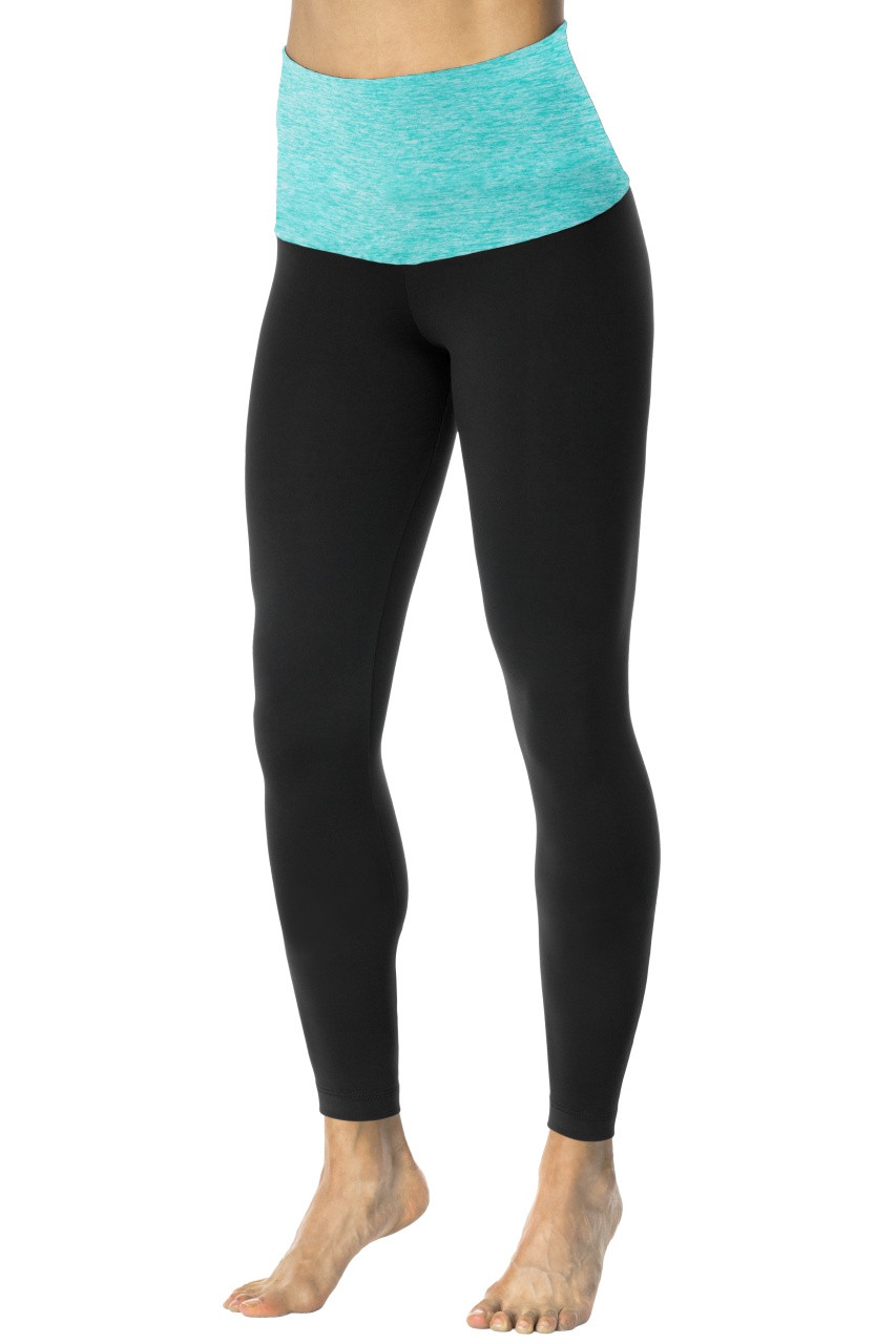 Rolldown 7/8 Leggings - Final Sale - Butter Mint Accent on Supplex Black -  XS - 26 inseam